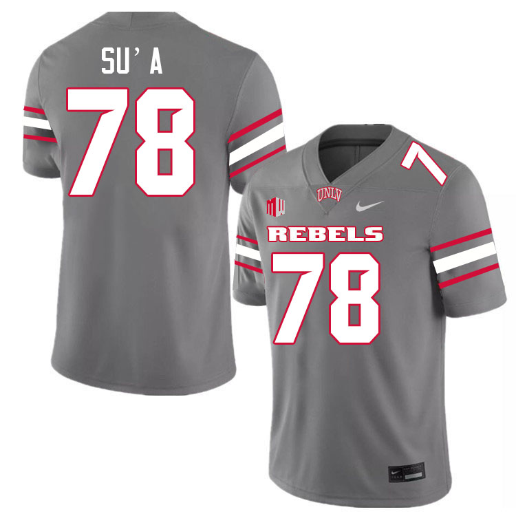 Men #78 Mathyus Su'a UNLV Rebels College Football Jerseys Stitched-Grey